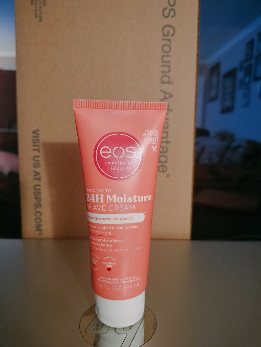 eos Pomegranate Raspberry Shave Cream - Coral Pink Tube